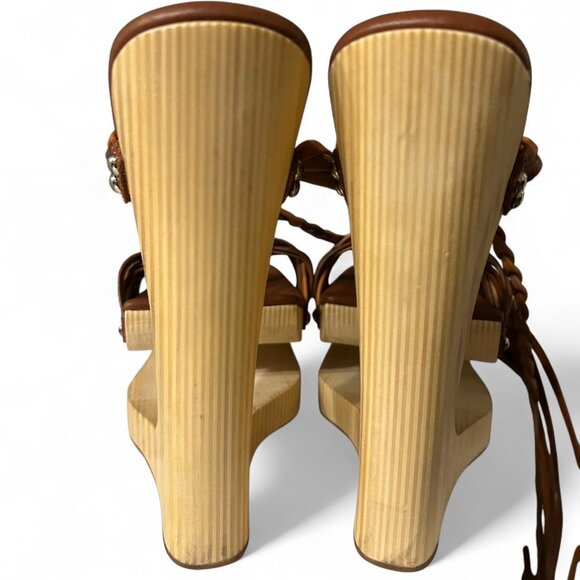 Jeffrey Campbell Maze Platform Leather Lace Up Wedges. - Picture 7 of 8